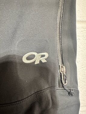 Outdoor Research Black and Gray Softshell Jacket with Silver Logo